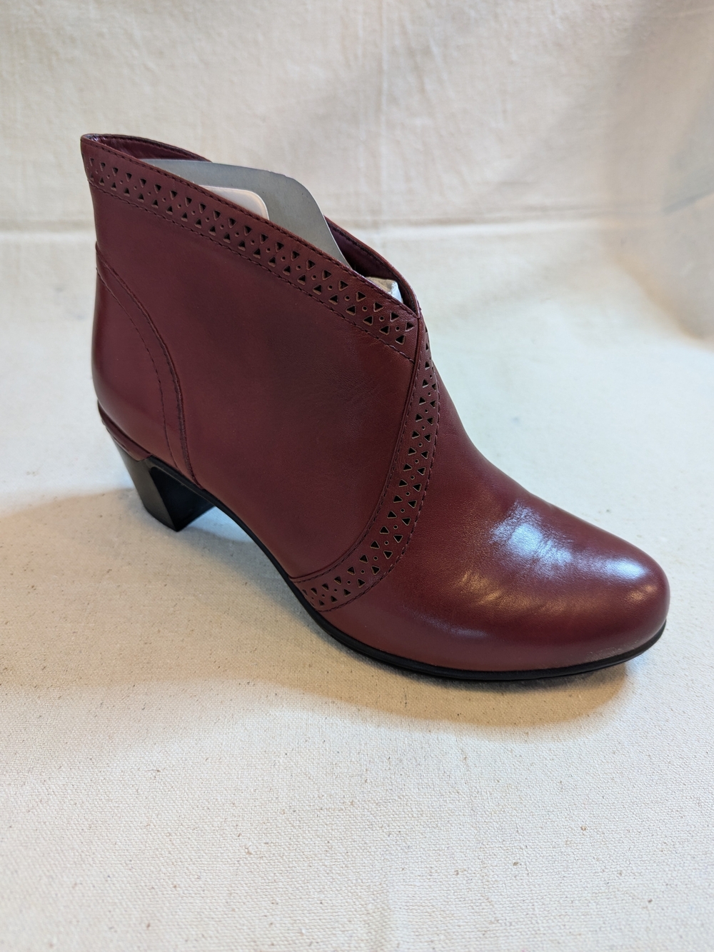 SINGLE BOOT ONLY Leather Ankle Bootie with Cutout Trim